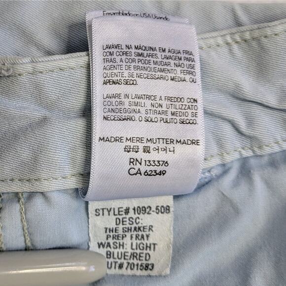 Mother Pants Shaker Prep Fray Women 31 Blue Killing Time Raw Hem Stripe Zipper - Picture 11 of 14